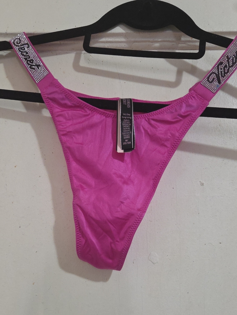 Victoria's Secret Hot Pink Rhinestone Strap Thong